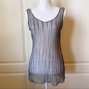 Eileen Fisher Graphite Sheer Crinkle Chiffon Tank